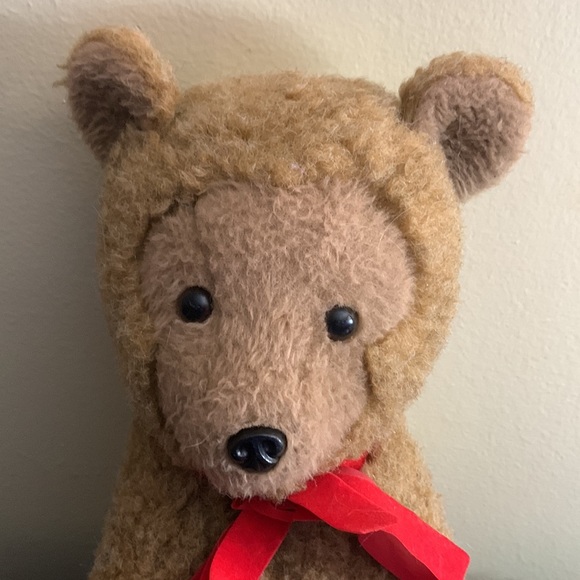 Pillow Pets Vintage 1976 16” Christmas Teddy bear with original bow Dakin Plush - Picture 6 of 10